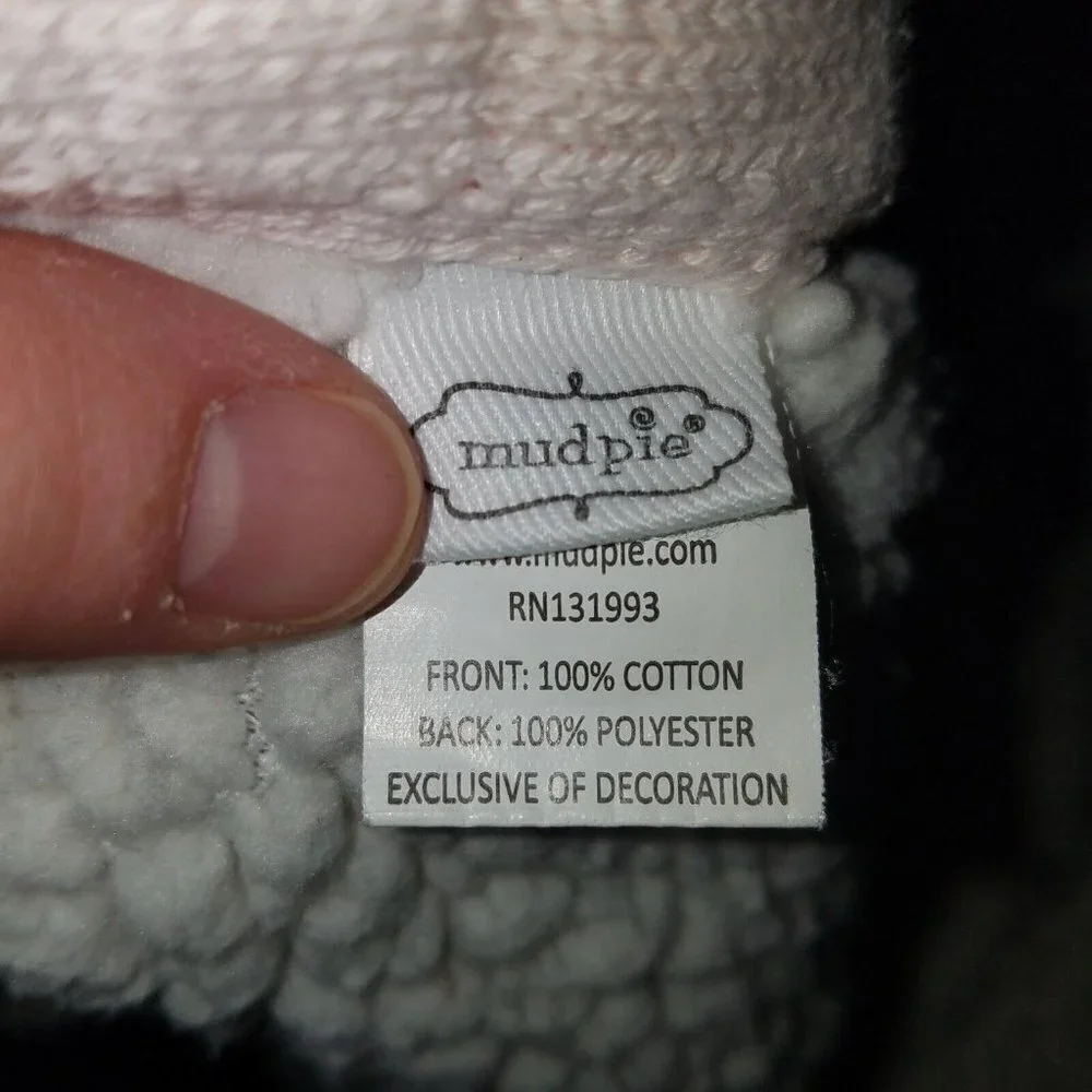 Mud Pie Pale Pink Knit Diamond Baby Blanket White Sherpa Lovey Girl